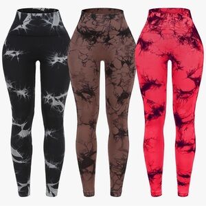 3 Piece Tie Dye Workout Leggings